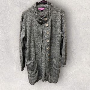 Woman Within, Long Button Down Cardigan, Gray, Size Medium, Women's